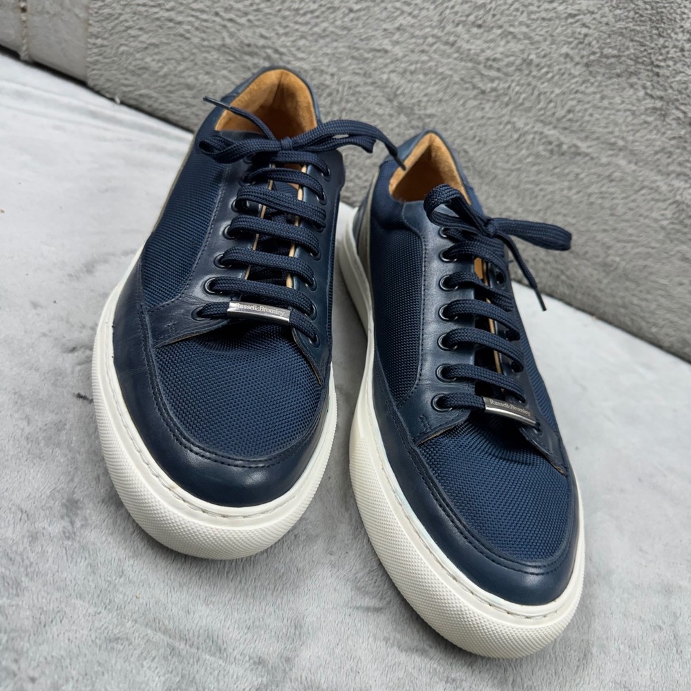 Russell & Bromley Boardwalk Sneakers Mens Navy Leather‎ Mesh Low Top Excellent
